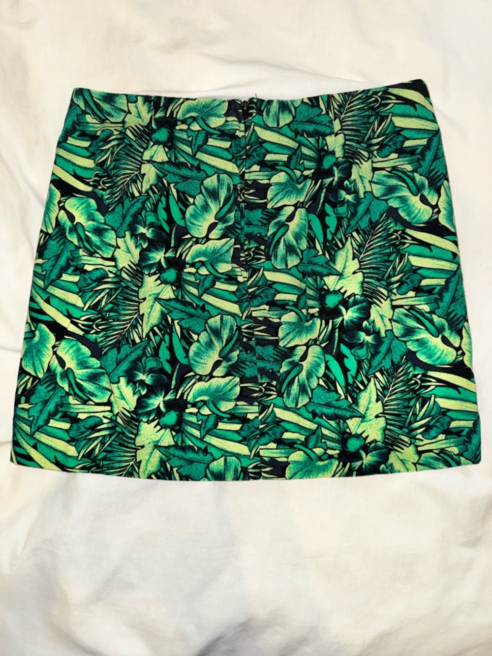 H&M Tropical Green Floral Mini Skirt